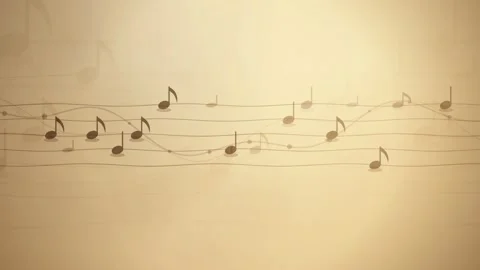 Animated musical notes floating across a vintage parchment paper background Stock Footage 343857856
