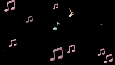 Animated Musical notes flying particles, Musical notes streaming up in melo.. Stock Footage 316801217