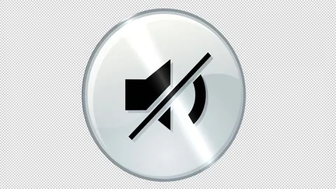 Animated mute sound button logo animation in grey background alpha channel Stock Footage 160419998