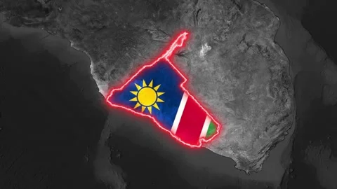 The animated nation map outline glows with flag motion video clip Stock-Footage 343757362