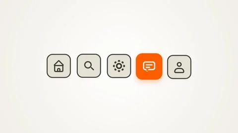Animated Navigation Bar with Interactive Icons and User Interface Elements. Stock Footage 336619856