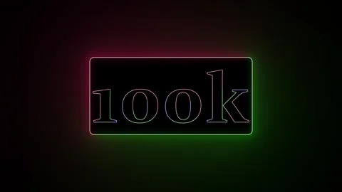 Animated neon 100k text on Black background, concept animation. Vídeo Stock 332959210