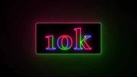 Animated neon 10k text on Black background, concept animation. 스톡 동영상 332959222