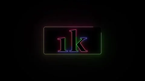 Animated neon 1k text on Black background, concept animation. Видео 332959217