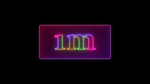 Animated neon 1m text on Black background, concept animation. 스톡 동영상 332959219