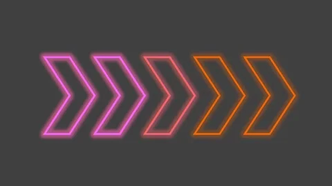 Animated neon arrows on dark background. It can be used in social networks, pres Stock Footage 310791790