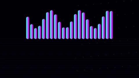 Animated neon audio equalizer spectrum bars on dark background Stock-Footage 345344432