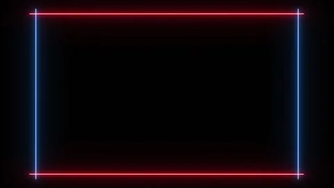 Animated neon beams form a glowing square in the center, then expand Stock Footage 321127487