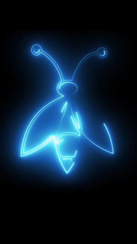 Animated neon bee vertical video loop with glowing wings and abstract light.. Stock Footage 321721736