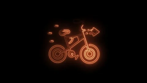 Animated neon bicycle icon with motion trail against black background illus.. Stock Footage 330778346