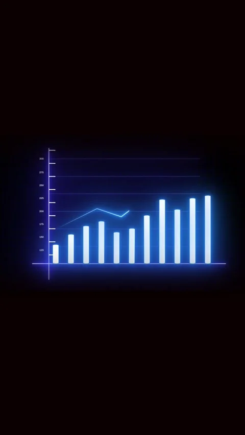 Animated neon blue progress bar graph digital marketing vertical video. Tec.. Stock-Footage 341612314