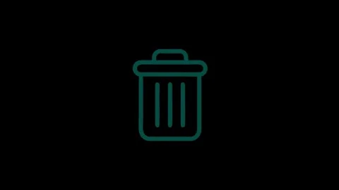 Animated neon blue trash can icon on black background motion graphic Stock Footage 340609970
