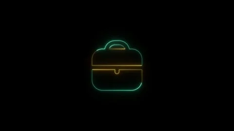 Animated neon briefcase icon with a glowing effect in 4k resolution Stock Footage 320153770