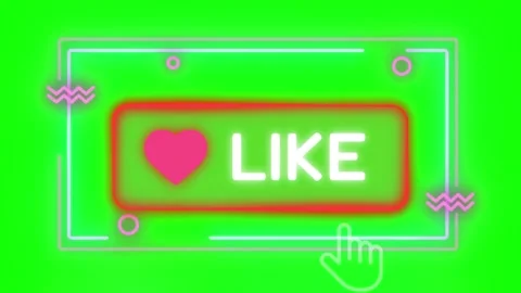 Animated neon like button with heart and cursor interaction on green screen 動画素材 344517148
