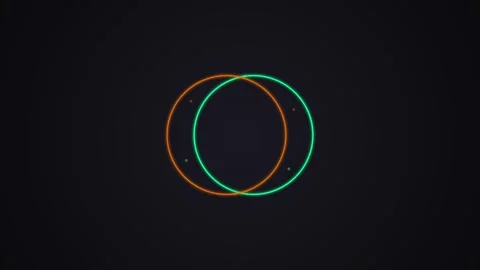 Animated Neon Circles Overlapping on Dark Background for Motion Design Stock Footage 340348476