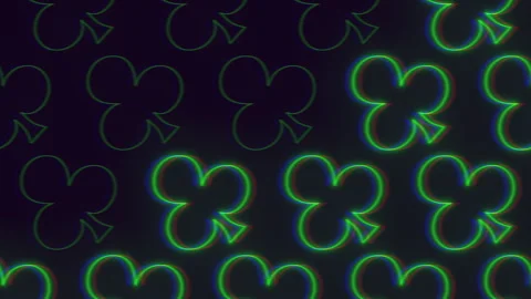 Animated neon club suit pattern background, casino and poker themed footage Stock Footage 330089449