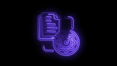 Animated neon document with gear represents settings and configuration opti.. Stock Footage 312305847