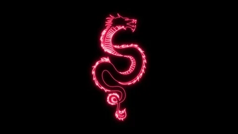 Animated Neon Dragon Stock Footage 251676197