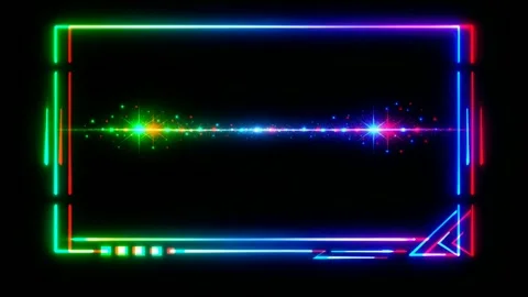 Animated Neon Frame with Glowing Particle Trails on Black Background Stock Footage 340449477