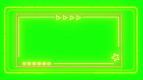 Animated neon frame on green screen. Digital glowing border with abstract Vidéo 340942044