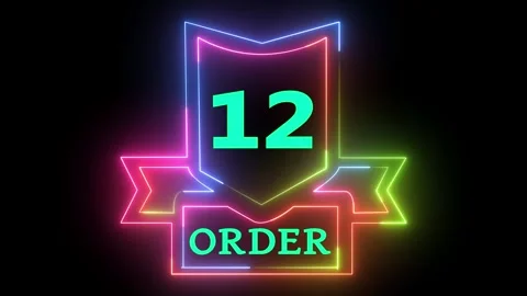 Animated neon frame with number 12 order Stockbeeldmateriaal 330512744