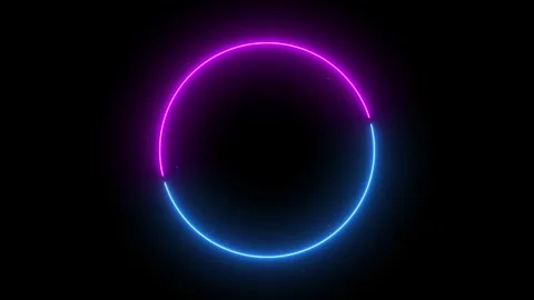 Animated neon glowing circle frame. Colorful laser show seamless loop 4K video.  Stock Footage 254883771