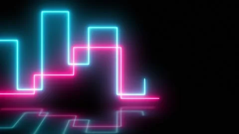 Animated neon glowing frame background. Lines intertwine, blue and pregnant. Stock Footage 250463923