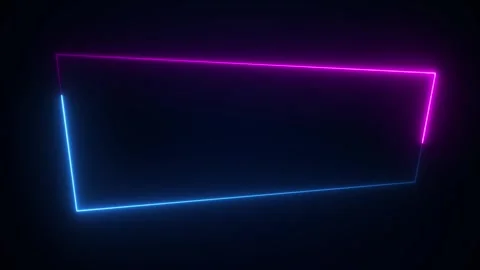 Animated neon glowing frame background. Colorful laser show seamless loop 4K bor Stock Footage 254884178