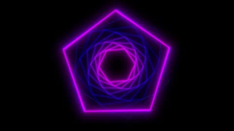Animated neon glowing hexagon frame. Colorful laser Video stock 268575419