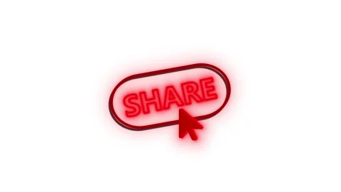 Animated neon glowing share button mouse click on a back background. Stock Footage 258573490