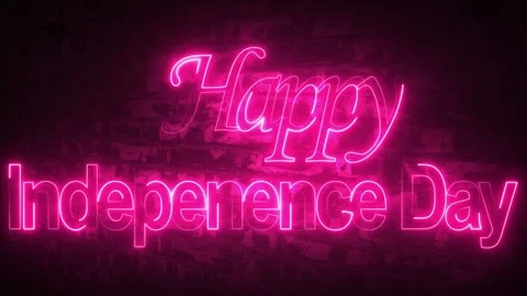 Animated neon glowing typography text for Independence Day. Happy independe.. Stock Footage 247080614