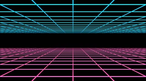 Animated Neon Grid Stock Footage