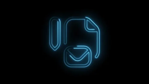 Animated neon icon of email attachment message concept in motion graphics Stock Footage 314548119