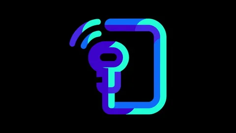 Animated Neon Key Icon Assembly Gradient Line Art Vídeos de archivo 337372946