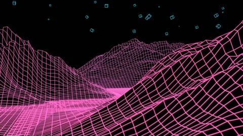 Animated Neon Landscape Stock Footage 64650217
