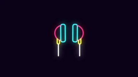 Animated neon light border frame symbol with transparent background Video stock 322953997