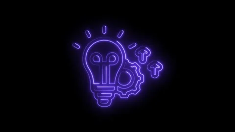 Animated neon light bulb with gear and arrows for business innovation process Stock Footage 330778187