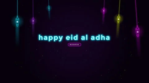 Animated neon light Eid Al Adha Celebration Background. 스톡 동영상 334720185
