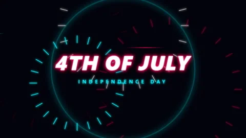 Animated neon light style 4th of July Independence Day Celebration Vídeos de archivo 335670235