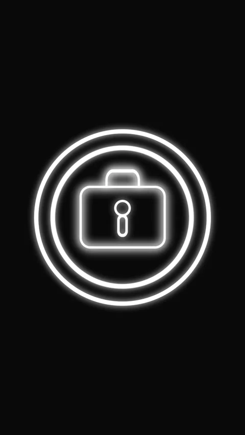 Animated neon lock icon on black background, representing security, data pr.. 스톡 동영상 338210441