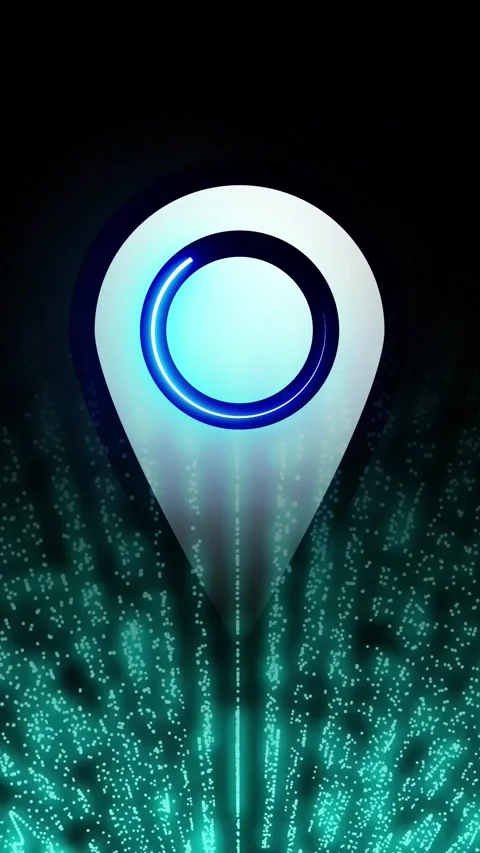 Animated neon map pin location marker with glowing effects and tracker-styl.. Stock Footage 308820978