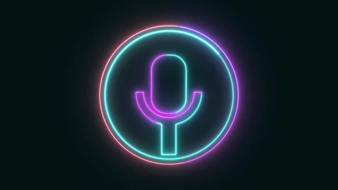 Animated neon microphone icon glowing circle with synthwave retro cyberpunk.. Stock Footage 321442722