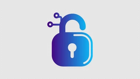 Animated Neon Open Lock Icon on Transparent Background Vídeos de archivo 337391114