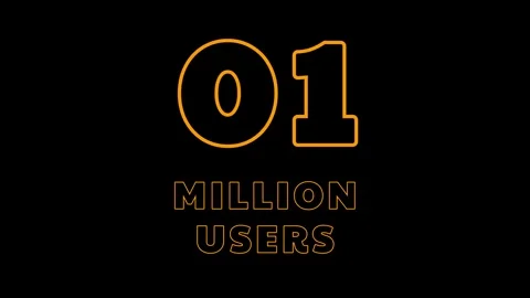 Animated neon orange text displaying one million users milestone against a Stock-Footage 346216575