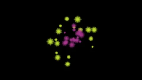 Animated neon particles glowing in circle with blinking stars. Stock Footage 317301206