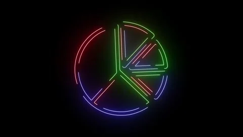 Animated neon pie chart with glowing segments on black background stock footage  Stock Footage 317925990