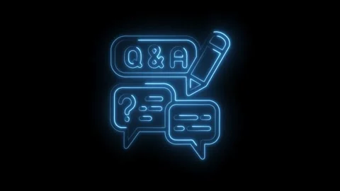 Animated neon q and a icon with question answer speech bubbles concept for .. Stock Footage 312311628