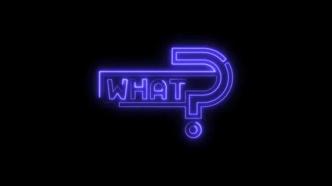Animated neon question mark displaying the word what on dark background Stock Footage 312332306