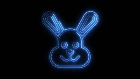Animated neon rabbit glowing on black background cartoon animal easter symbol Stock Footage 322968426