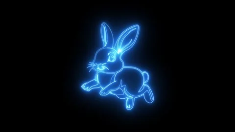 Animated neon rabbit neon rabbit croma 4k looping Stock Footage 302938333